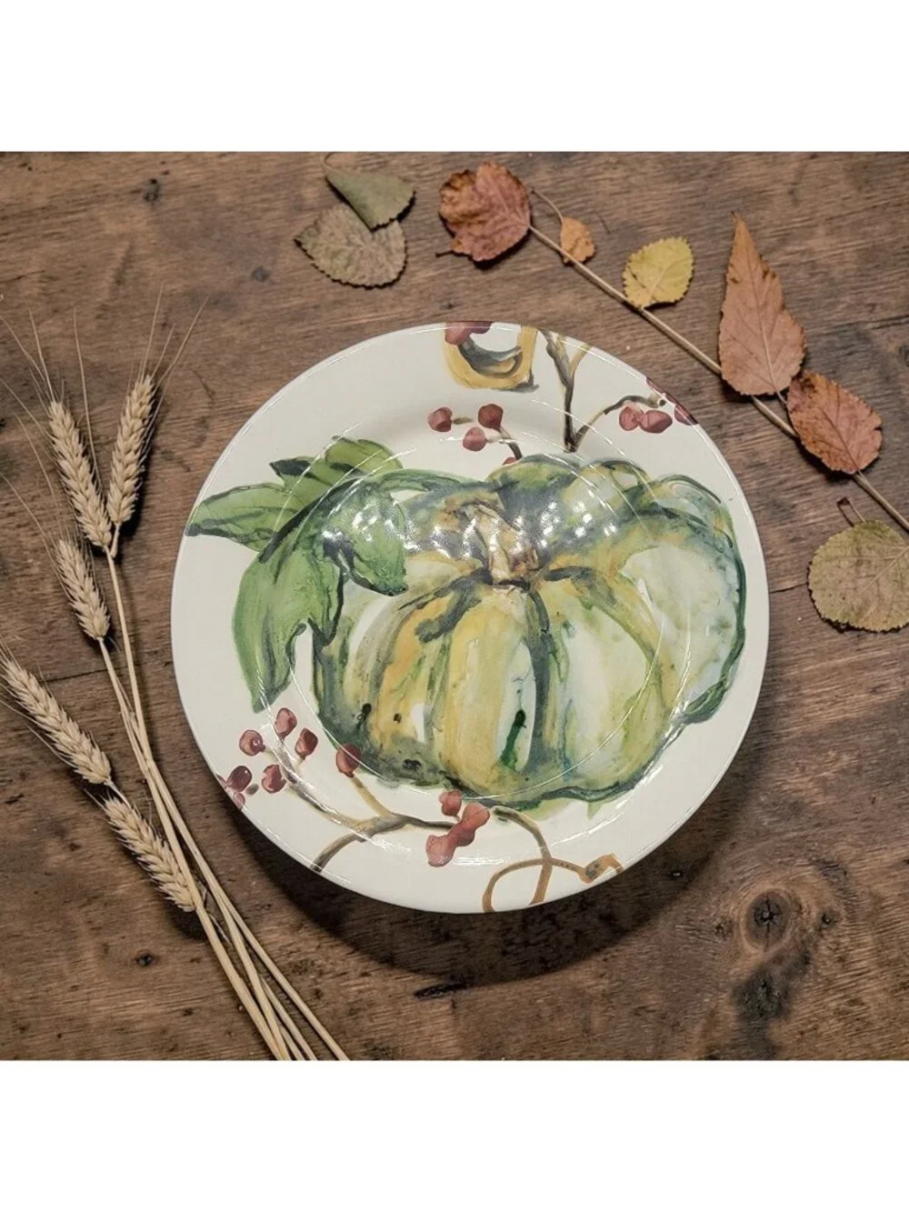Pottery Barn Pumpkin Harvest Watercolor Salad/Appetizer 8